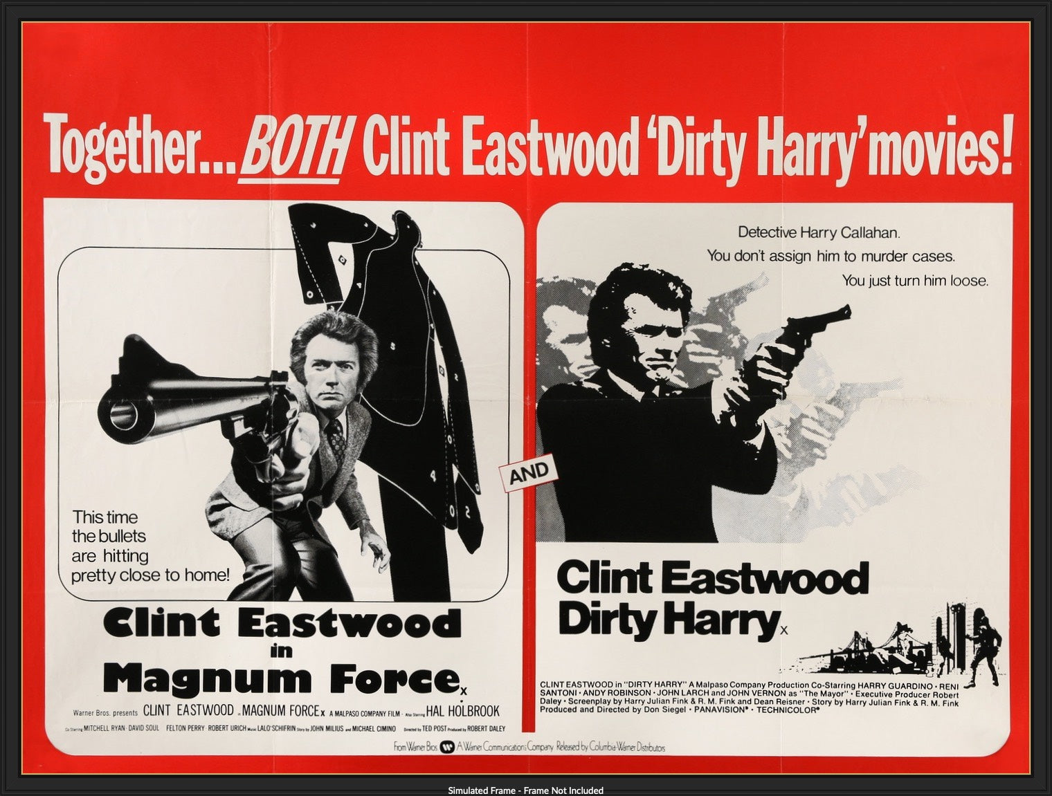 Dirty Harry (1971) / Magnum Force (1973) original movie poster for sale at Original Film Art - Vintage Movie Posters