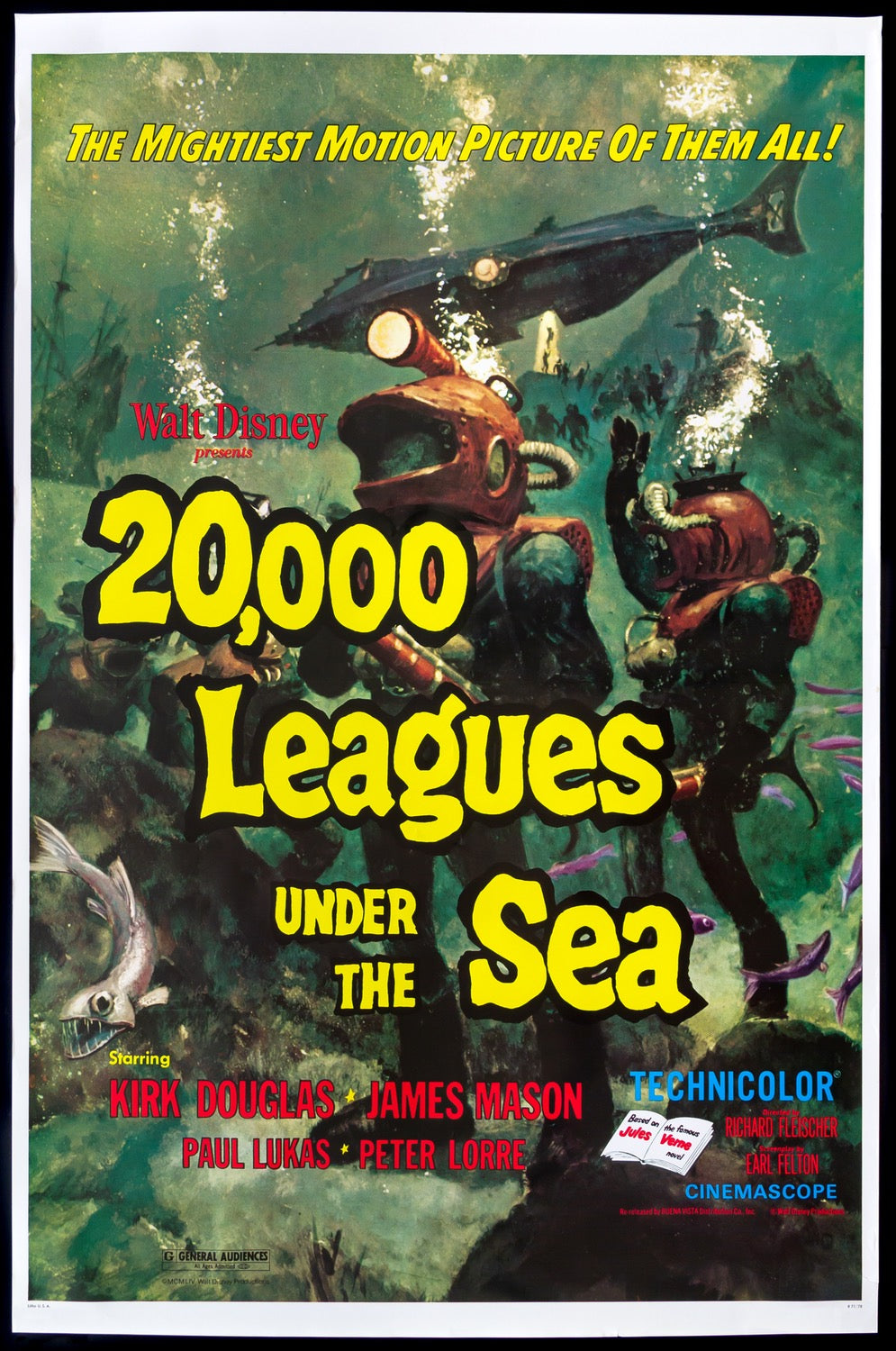 20,000 Leagues Under The Sea (1955) original movie poster for sale at Original Film Art - Vintage Movie Posters