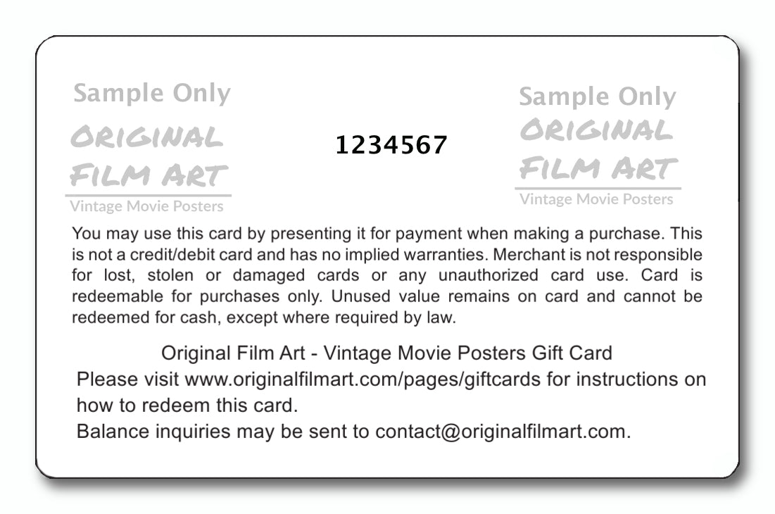 $750 Gift Card original movie poster for sale at Original Film Art - Vintage Movie Posters