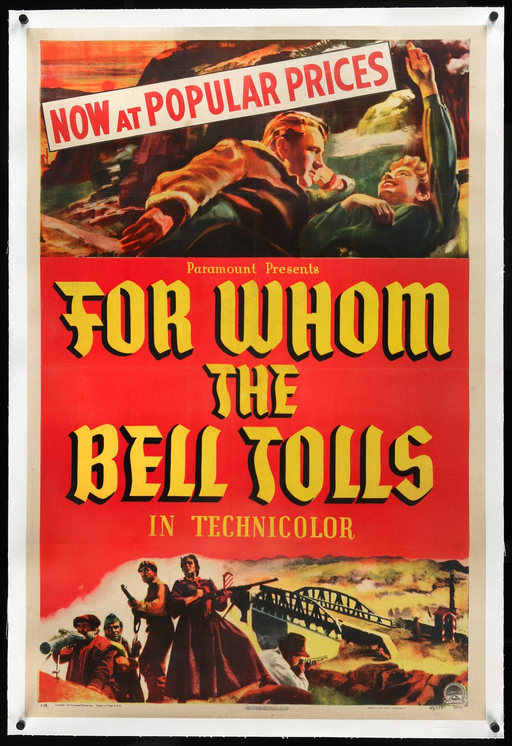 For Whom the Bell Tolls (1943) original movie poster for sale at Original Film Art - Vintage Movie Posters