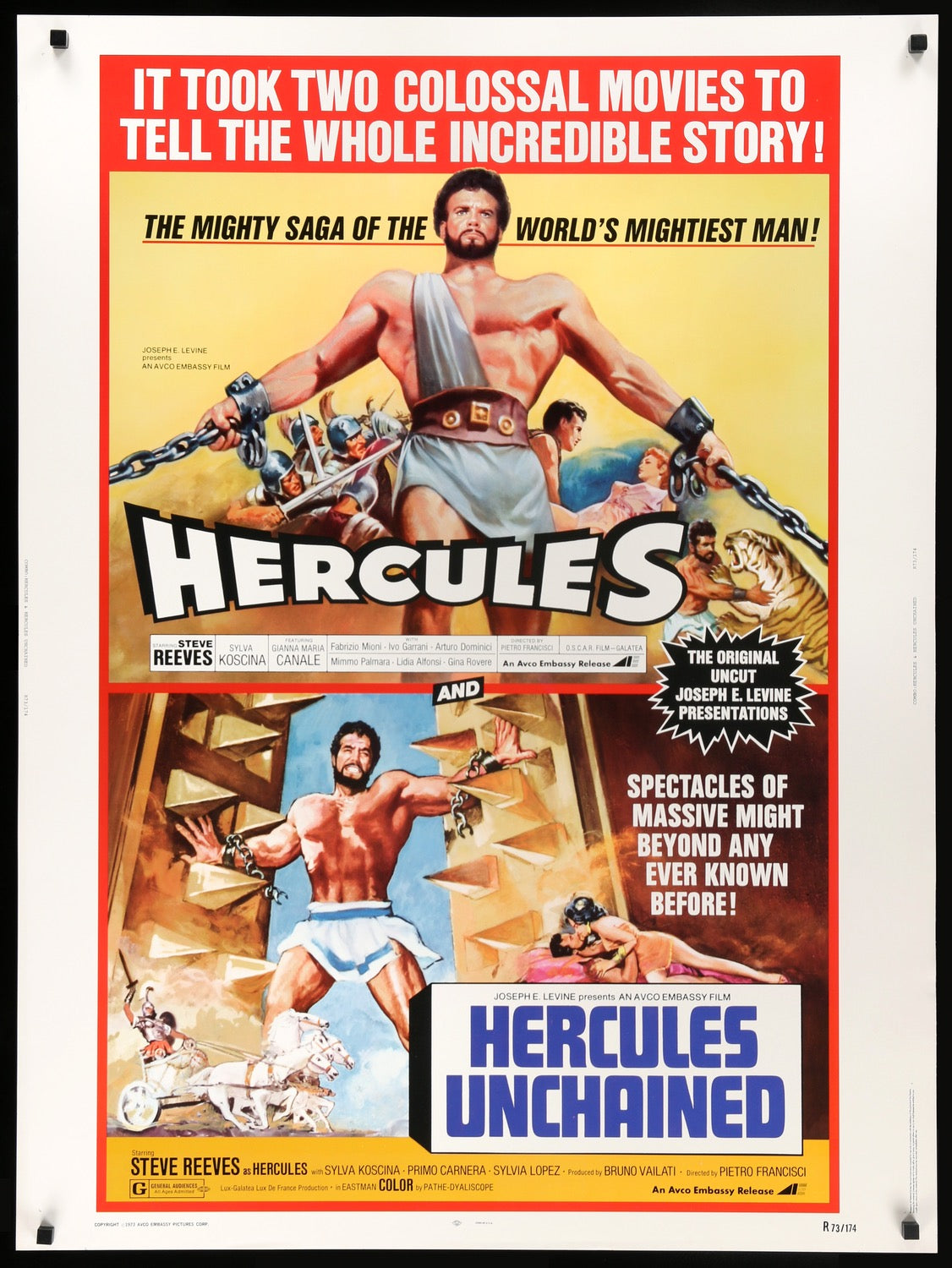 Hercules (1959) / Hercules Unchained (1959) original movie poster for sale at Original Film Art - Vintage Movie Posters