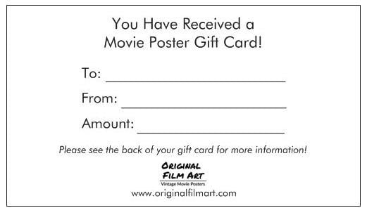 $600 Gift Card original movie poster for sale at Original Film Art - Vintage Movie Posters